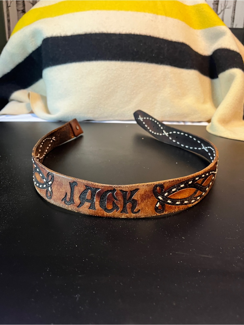 Vintage Personalized Brown Leather belt Name - "JACK" - Picture 4 of 15